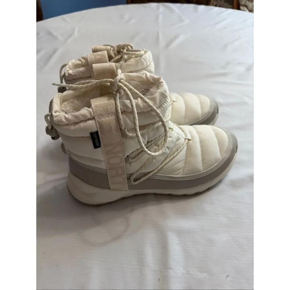 The North Face Thermoball Lace-Up Waterproof Boot Off White/Cream Women's Size 8